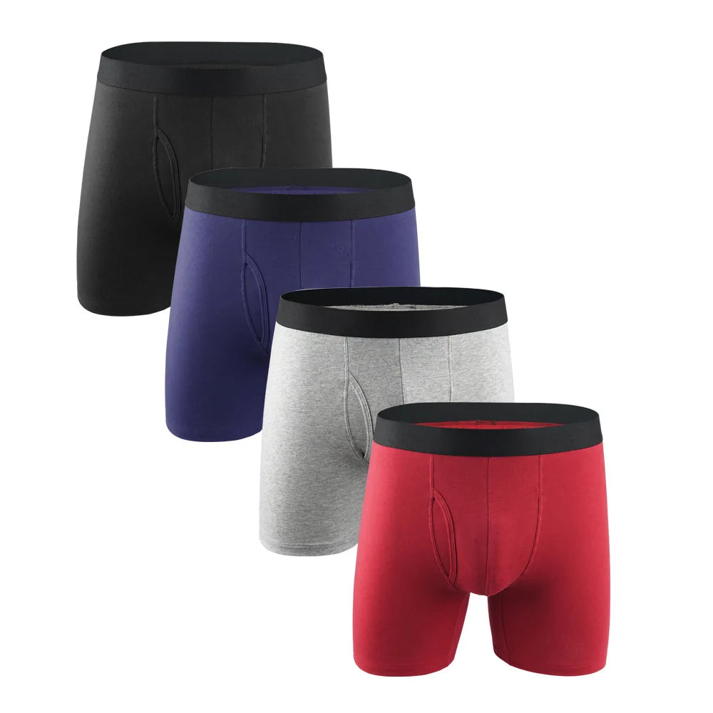 Boxer long en coton pour homme, sous-vêtement masculin