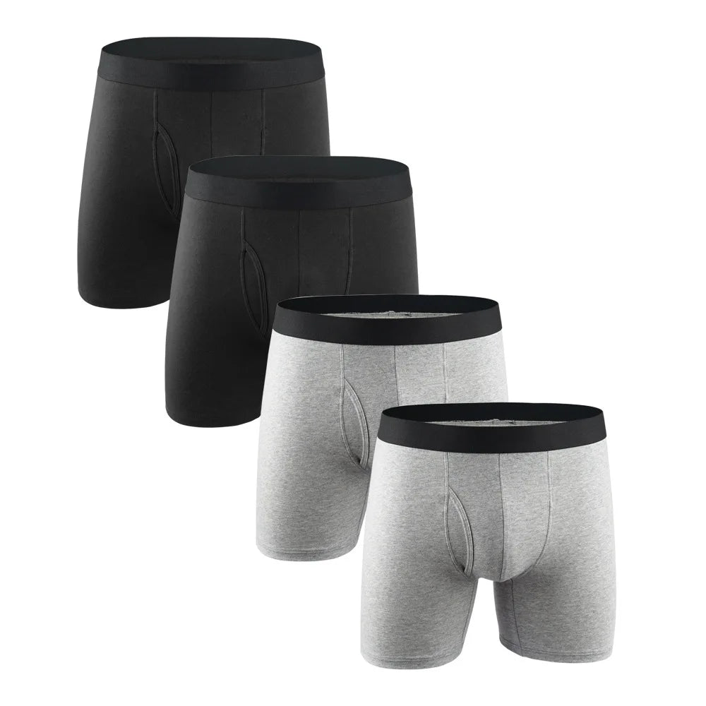 Boxer long en coton pour homme, sous-vêtement masculin